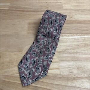 Polo Ralph Lauren Silk Tie Mens Purple Paisley Necktie Handmade Vintage Jacquard